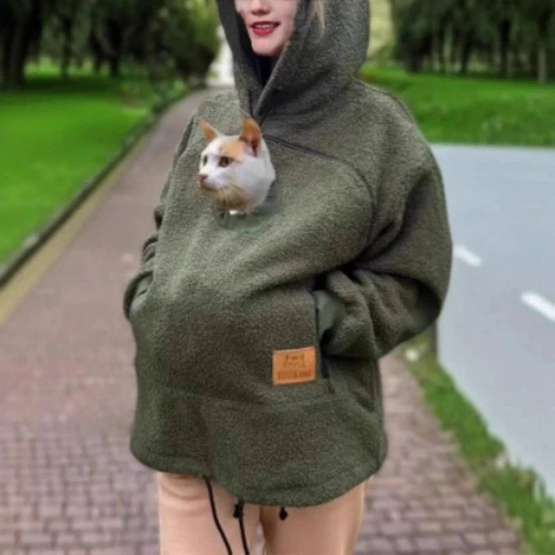 Winter Hooded Fleece Pet Pocket Sweatshirt